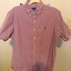 Polo by Ralph Lauren - Red, White, & Blue Plaid - Short Sleeve Button Up - Large